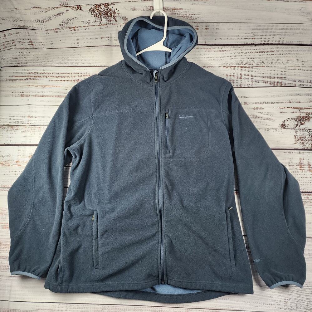 L.L. Bean Men's XXL Tall Polartec Fleece Jacket Blue Hooded Full Zip Outdoor